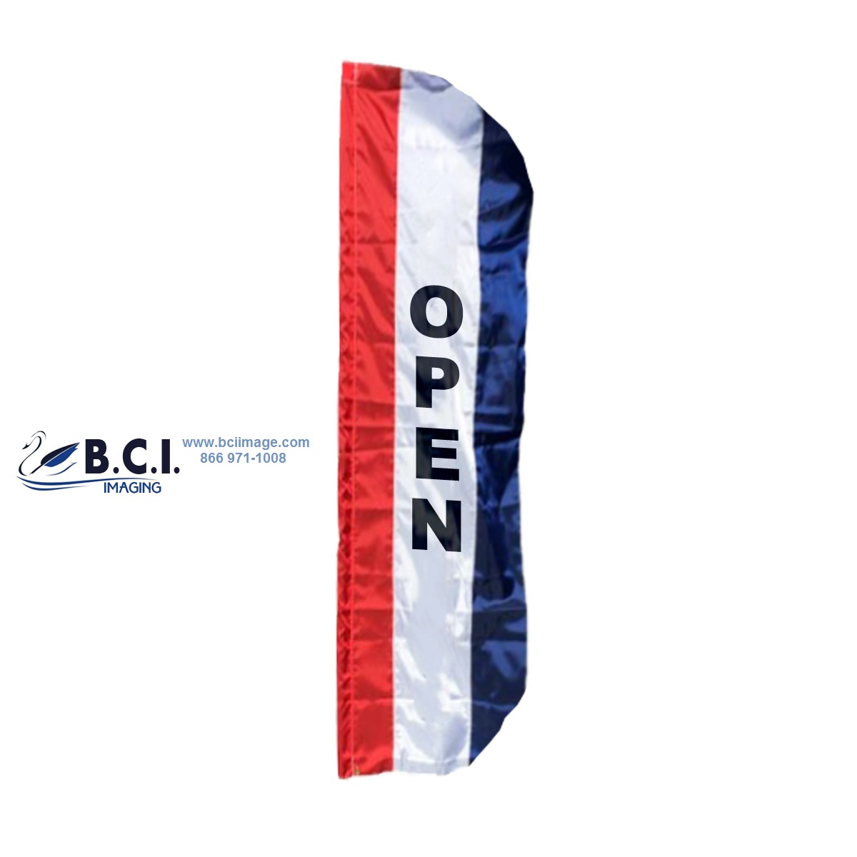 10′ Stock Message Stadium Flutter Flag Replacement Flag Open – BCI