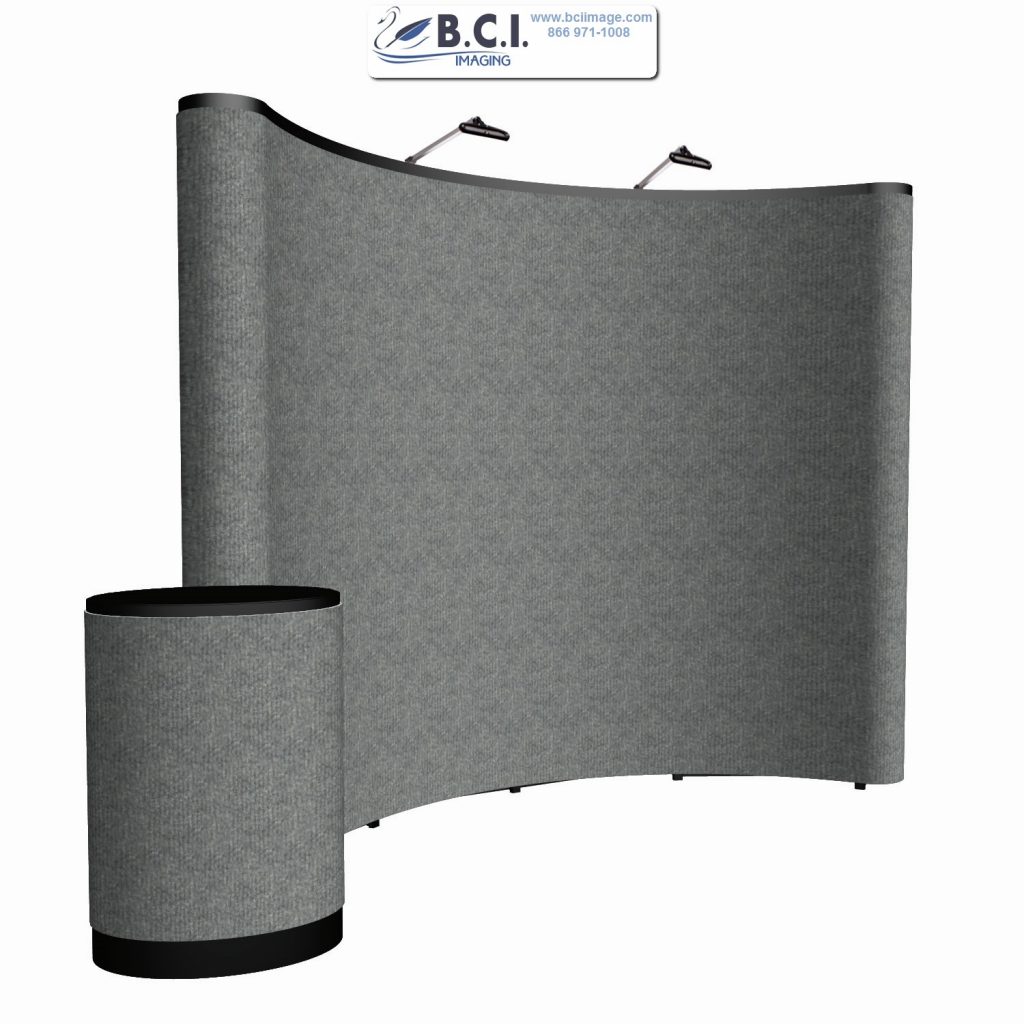 10′ Curved ARISE Floor Display Kit (Fabric) Charcoal – BCI Imaging Supplies