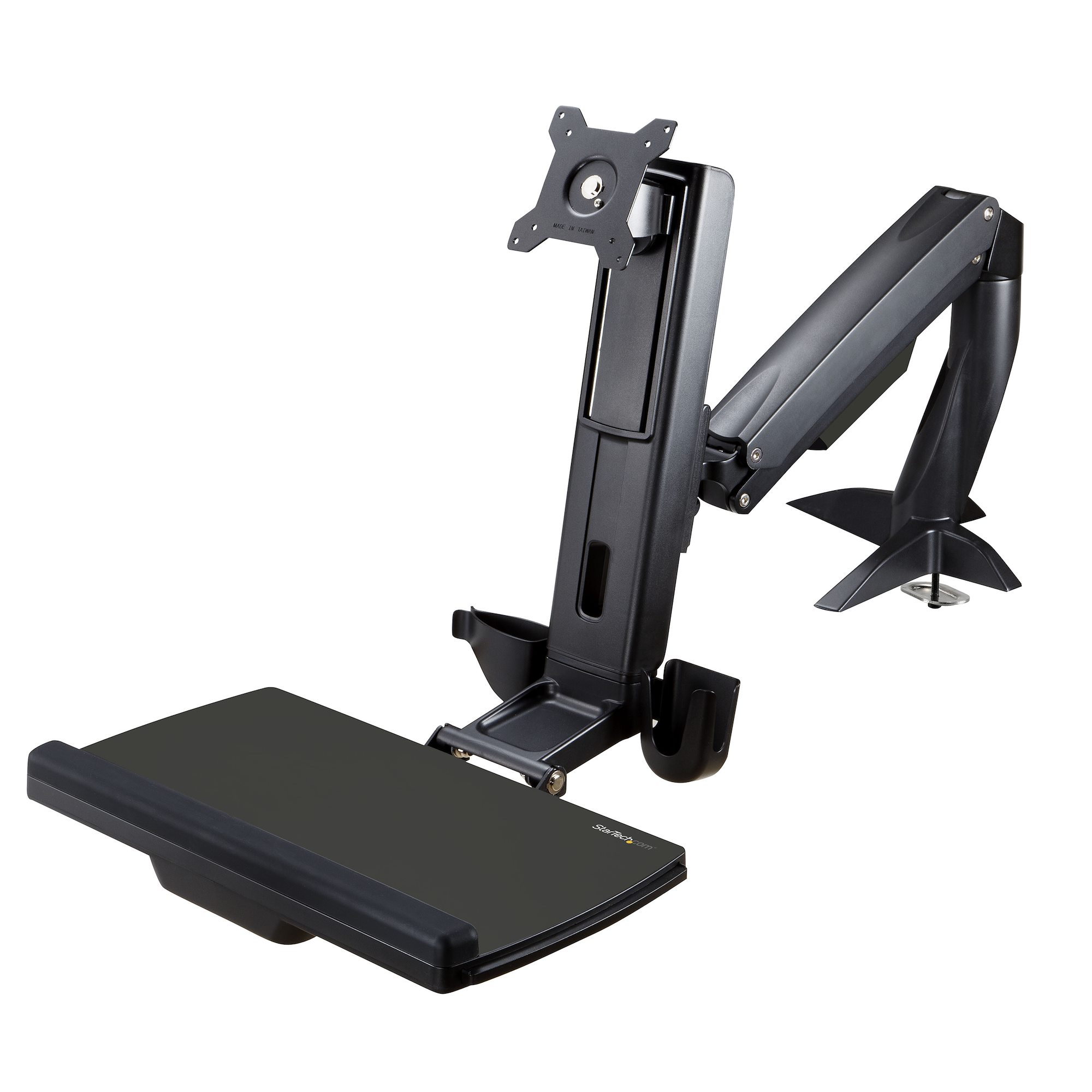 Sit Stand Monitor Arm - Desk Mount Adjustable Sit-Stand Workstation Arm for  Single 34 VESA Mount Display - Ergonomic Articulating Standing Desk