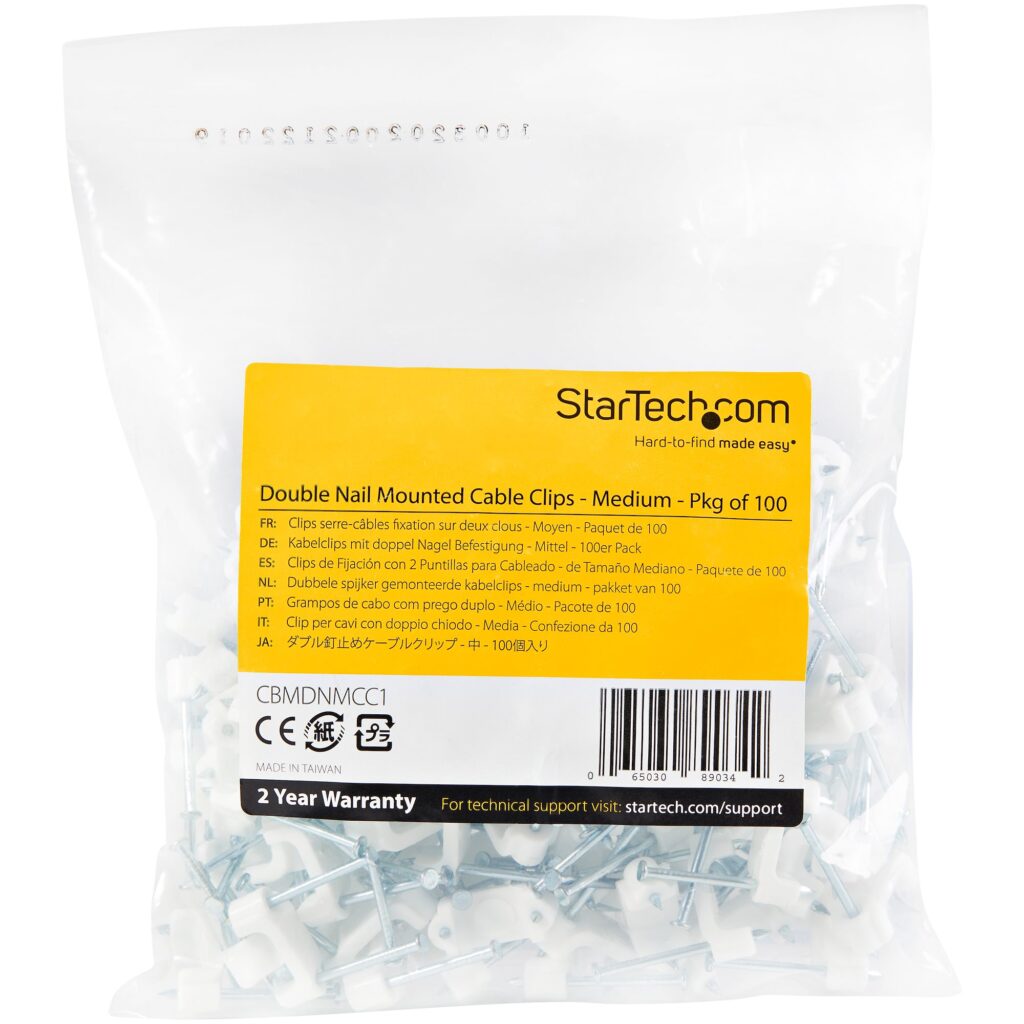 100 Pack Cable Clips with Nails Two Steel Nails Reusable Nailin