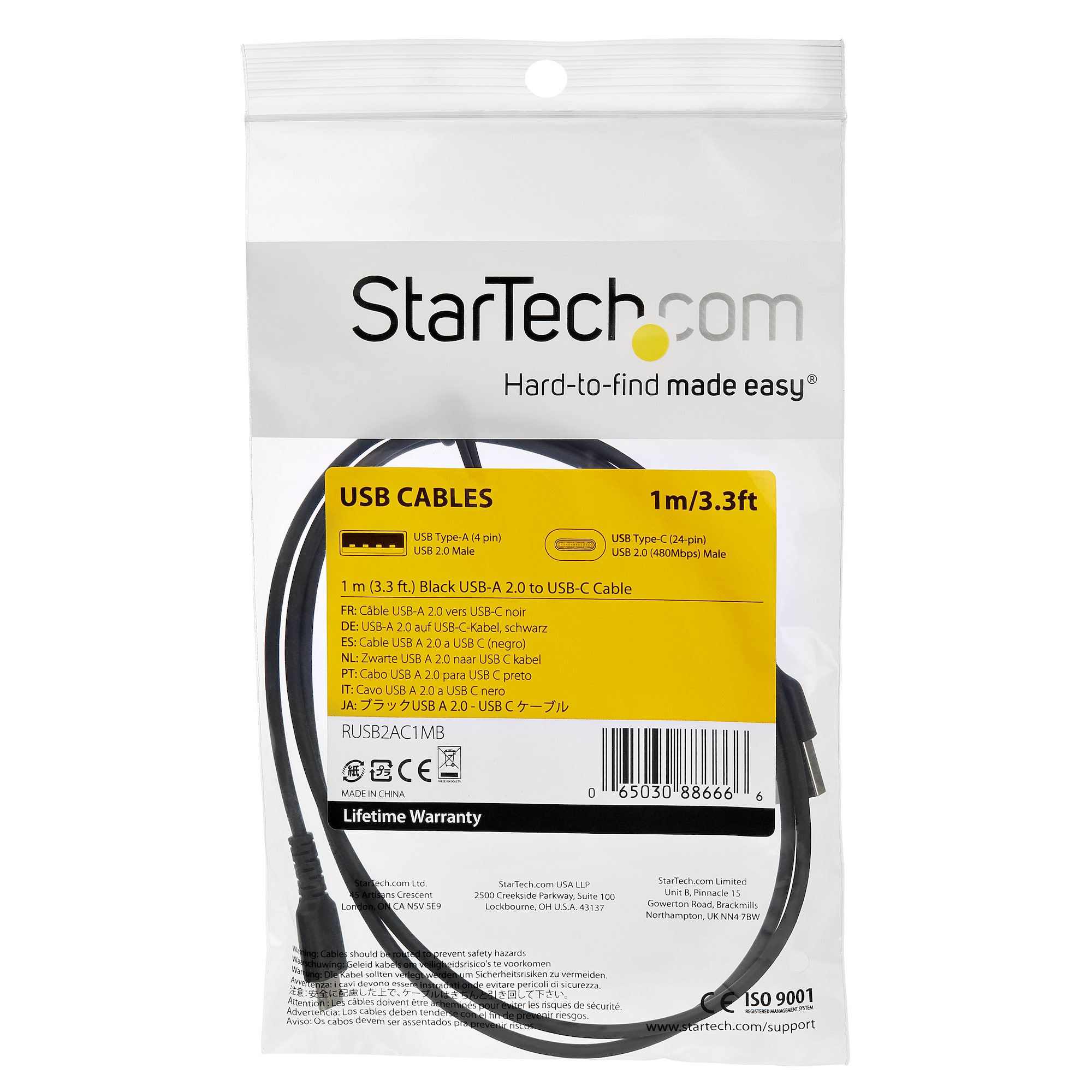 StarTech.com Câble USB-A vers USB-C de 1 m - Cordon USB A vers USB