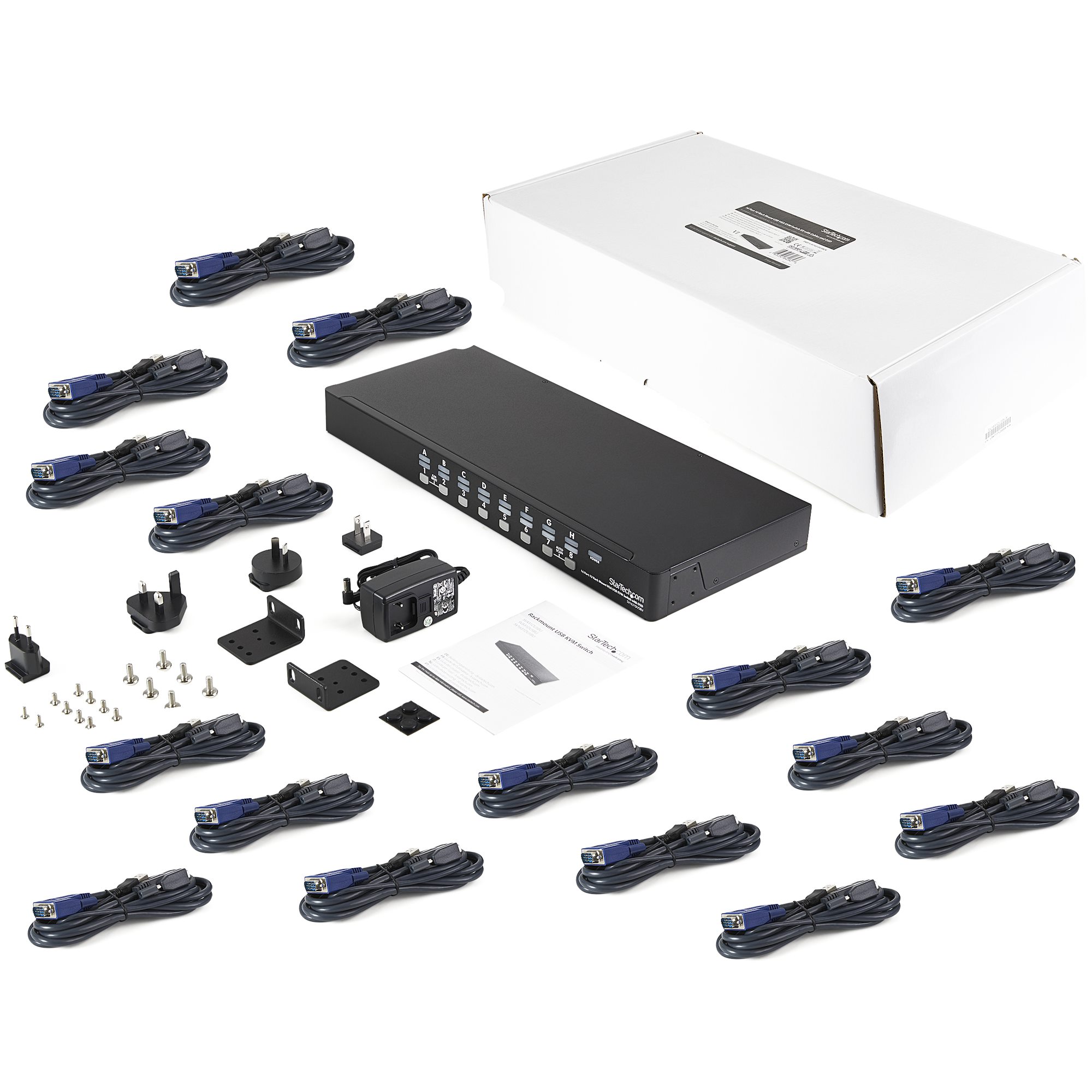 8 Port 1U Rackmount USB KVM Switch Kit with OSD and Cables