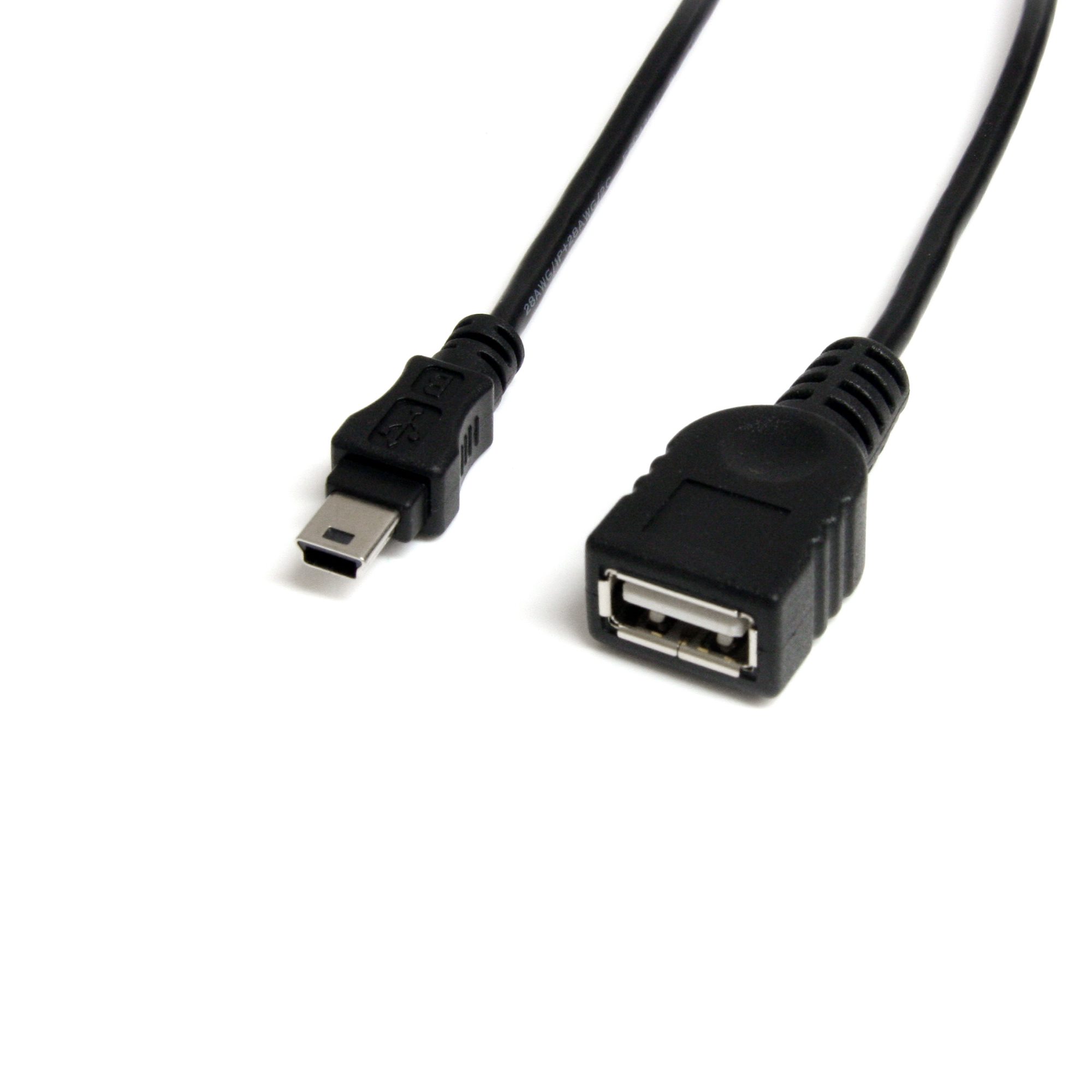 1 ft Mini USB 2.0 Cable - USB A to Mini B F/M - BCI Imaging Supplies