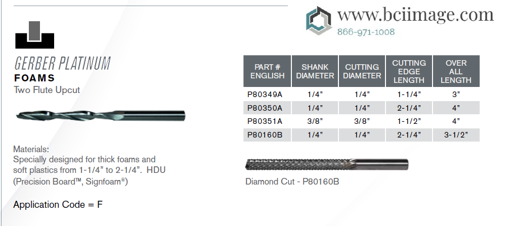 Gerber Routing Bits Gerber Platinum F 6 1/4" 1/4" 2-1/4" 3-1/2" P80160B - Image 2