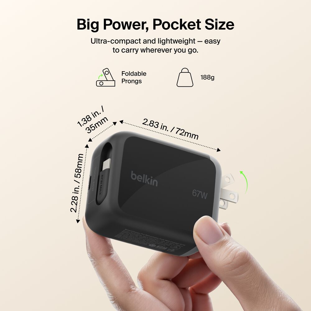Belkin Retractable GaN Wall Charger 45W/67W - Image 7