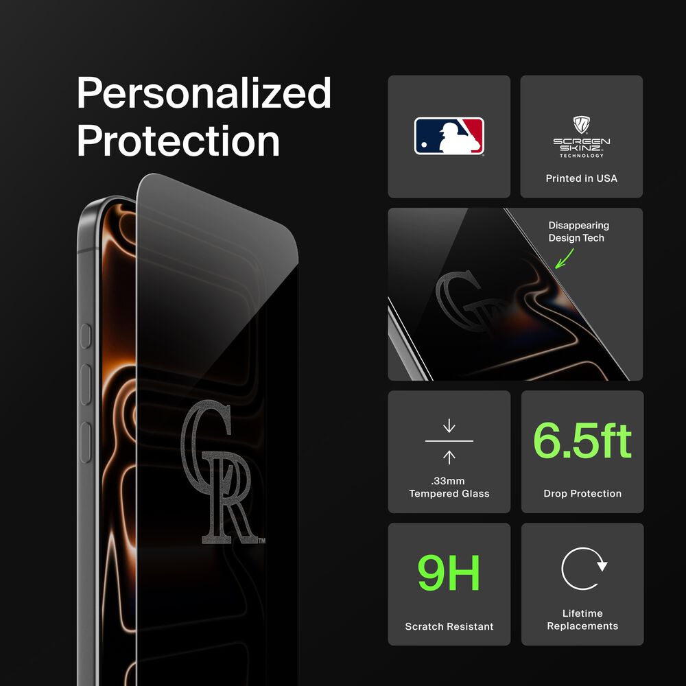 Belkin Colorado Rockies Custom Glass Screen Protector - iPhone 17 Pro Max, Privacy - Image 2
