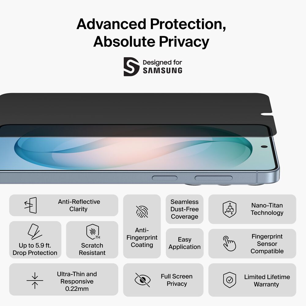Belkin Titan EcoGuard Privacy Filter Screen Protector for Samsung Galaxy S26+ - Image 2