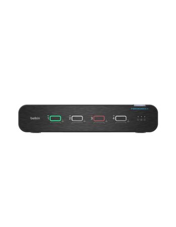 Belkin Universal DisplayPort Secure KVM, 4-Port Single Head with CAC and USB-C - Black
