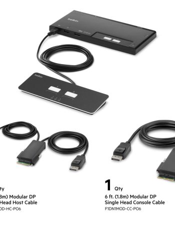 Belkin 2-Port Single Head DP Modular Secure KVM Switch PP4.0 W/ Remote - Black