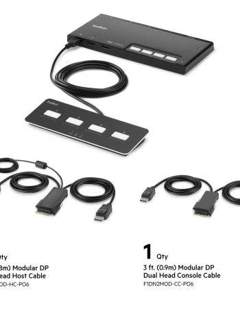 Belkin 4-Port Dual Head DP Modular Secure KVM Switch PP4.0 W/ Remote - Black