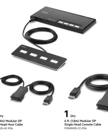 Belkin 4-Port Single Head DP Modular Secure KVM Switch PP4.0 W/ Remote - Black
