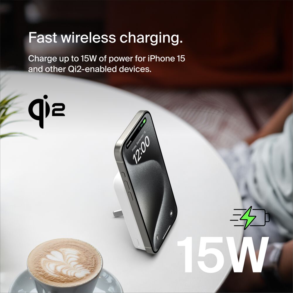 Belkin Magnetic Power Bank with Qi2 15W 8K - White - Image 2