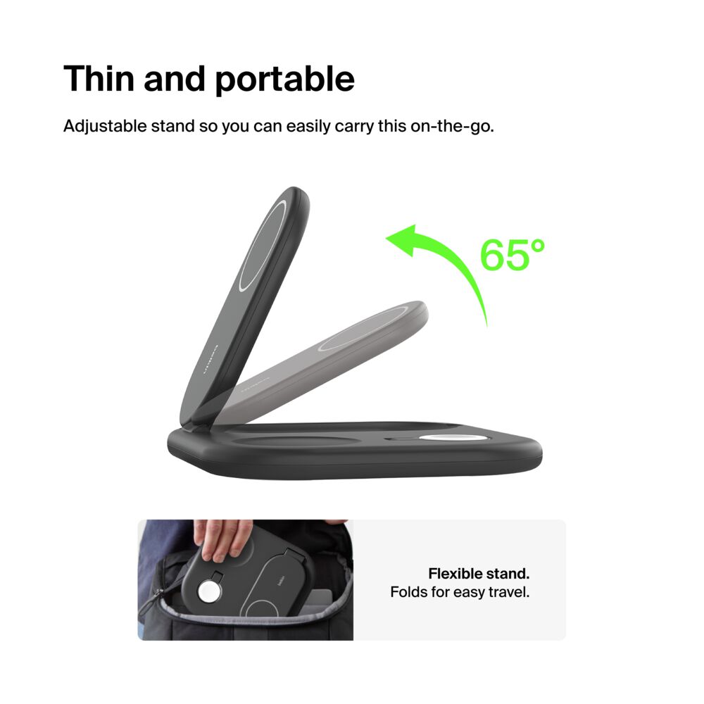 Belkin 3-in-1 Magnetic Foldable Wireless Charger with Qi2 15W - Black, tt variant - Image 5