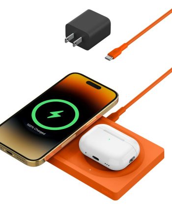 Belkin 2-in-1 Wireless Charging Pad with Official MagSafe Charging 15W - Orange, Power Supply Included, tt variant