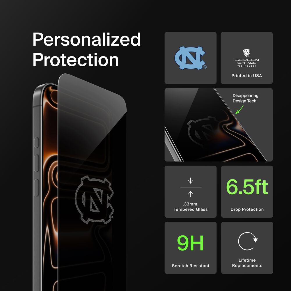 Belkin North Carolina Tar Heels Custom Glass Screen Protector - iPhone 17, Privacy - Image 2