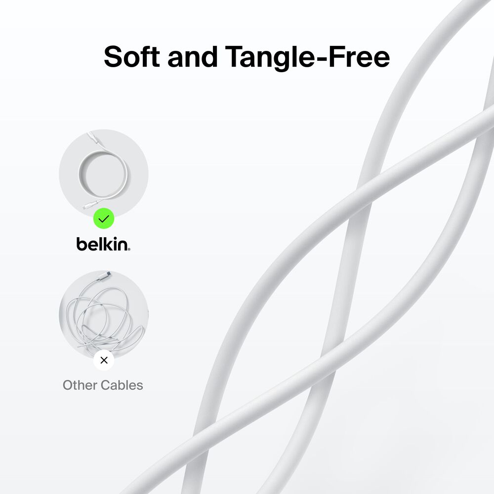 Belkin USB-C to USB-C Cable 60W, 3.3ft/1m, Pink, 2-pack - White, 3.3 ft, 2 Pack - Image 5