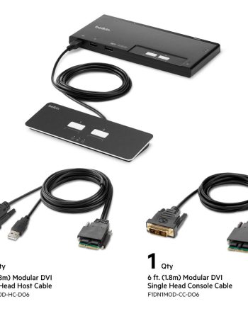 Belkin 2-Port Single Head DVI Modular Secure KVM Switch PP4.0 W/ Remote - Black