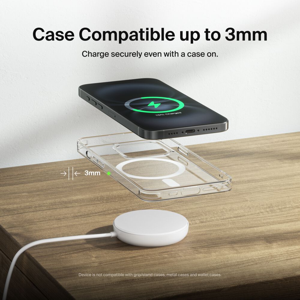 Belkin Magnetic Wireless Charging Pad with Qi2 15W - White, Power Supply Included - Image 5