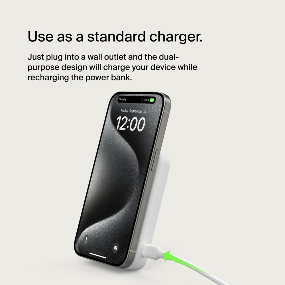 Belkin Magnetic Power Bank with Qi2 15W 8K - White - Image 7