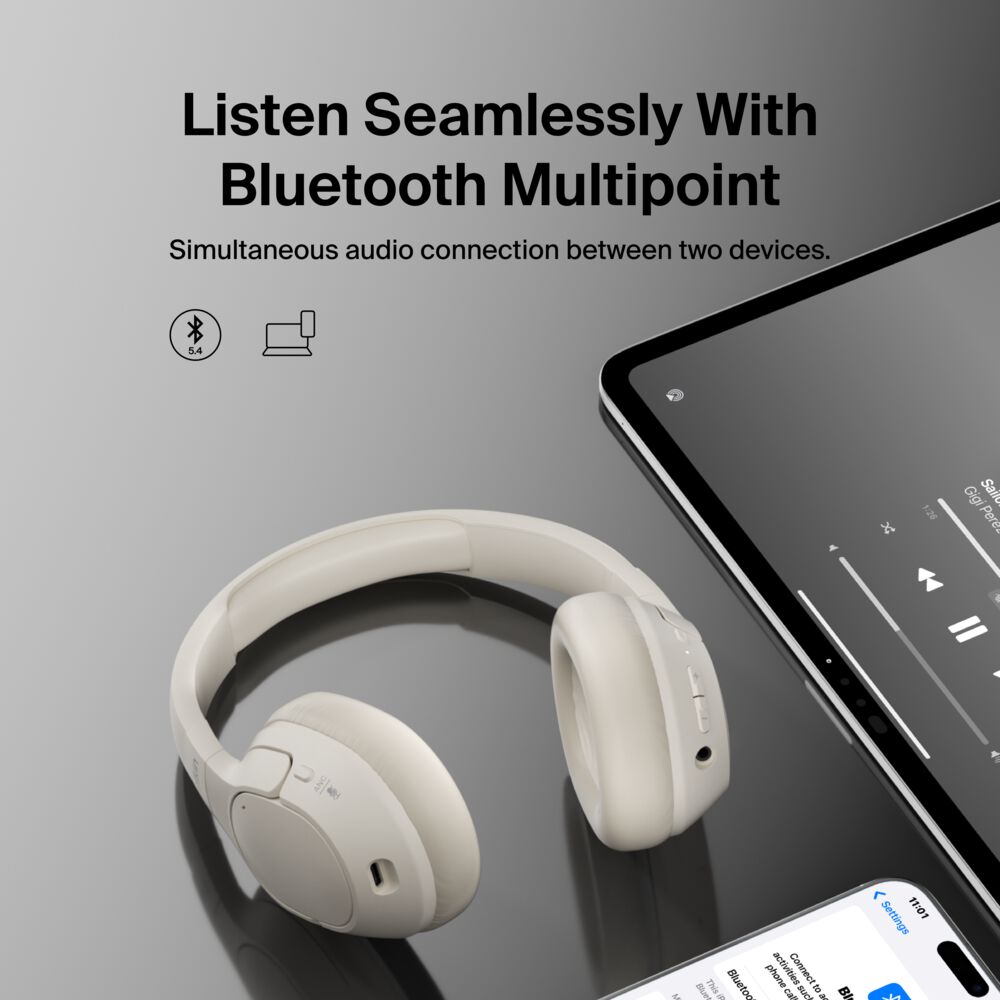 Belkin Noise Cancelling Over-Ear Headphones - Sand - Image 7