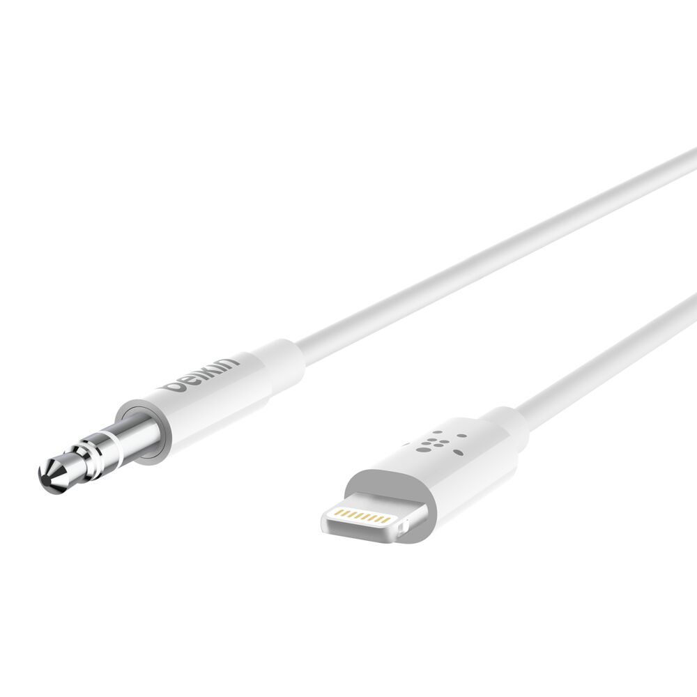 Belkin 3.5 mm Audio Cable With Lightning Connector - White, 3 ft - Image 3