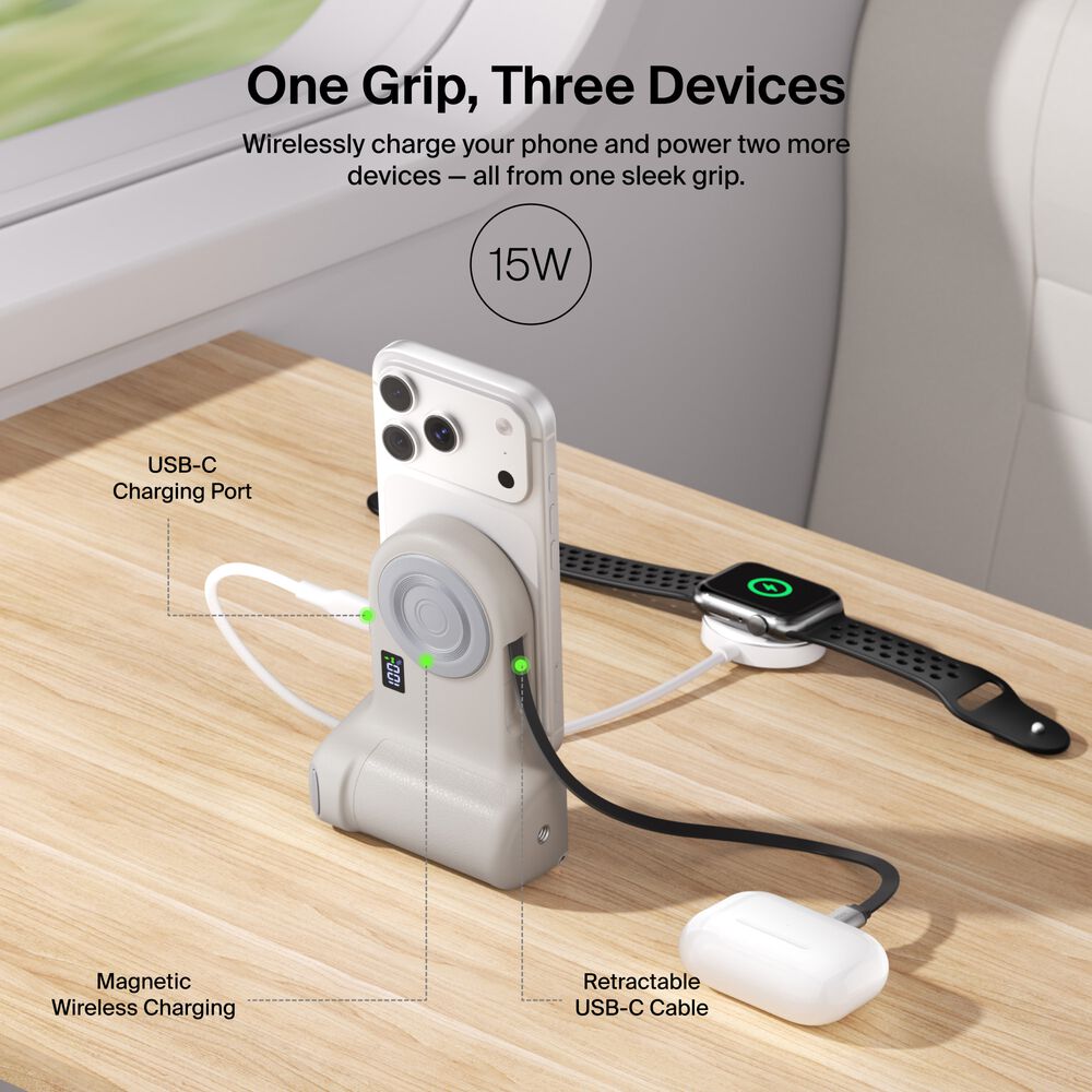 Belkin Magnetic Charging Camera Grip with Power Bank - Sand - Image 5