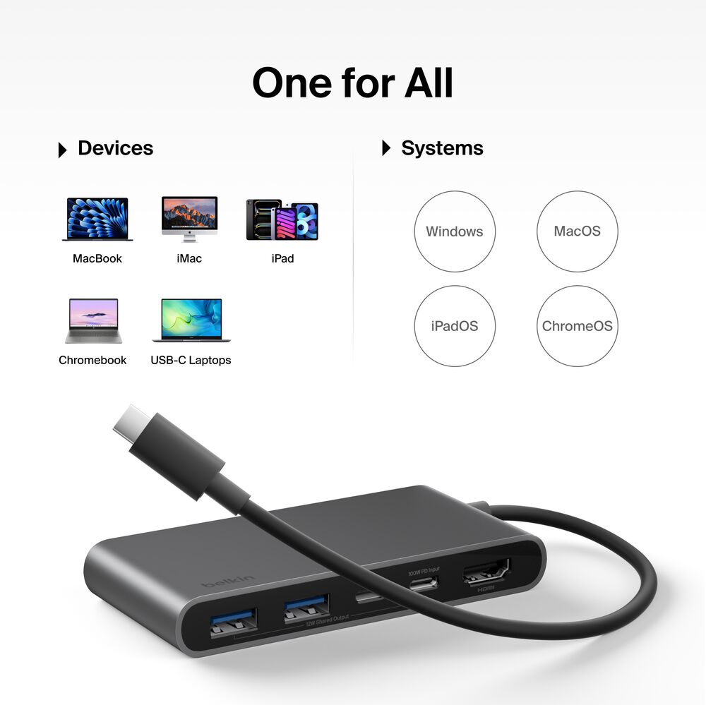 Belkin 5-Port USB-C Hub with Dual USB-C Ports - Space Gray - Image 7