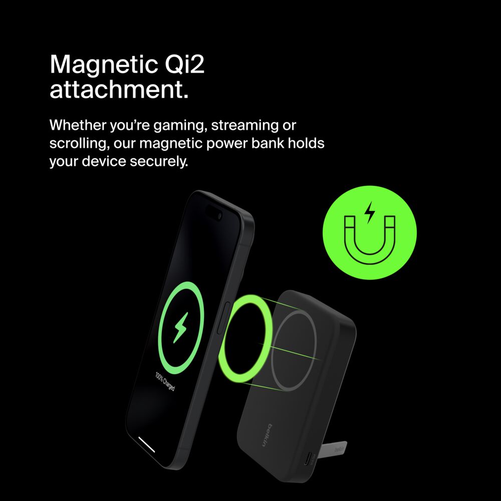 Belkin Magnetic Power Bank with Qi2 15W 8K - Black - Image 5