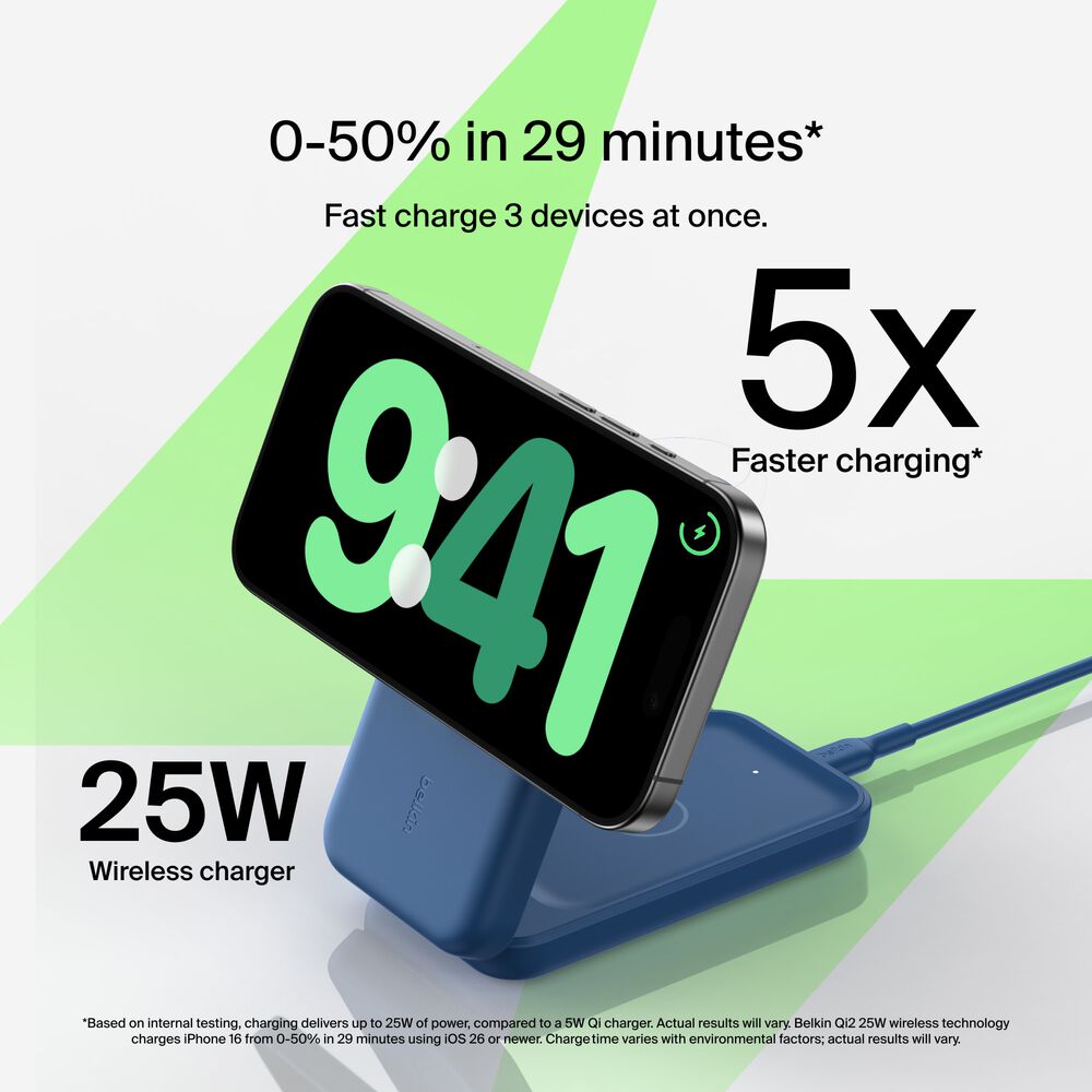 Belkin 3-in-1 Foldable Magnetic Charger with Qi2 25W - Image 2