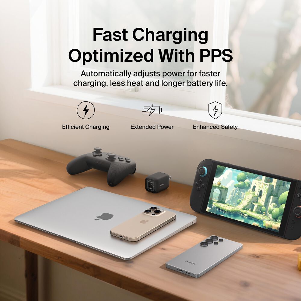 Belkin Dual USB-C Wall Charger 65W for Nintendo Switch 2 - Black - Image 4