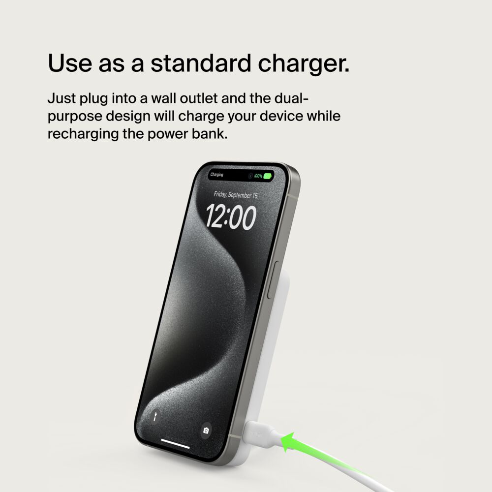 Belkin Magnetic Power Bank with Qi2 15W 5K - White - Image 7