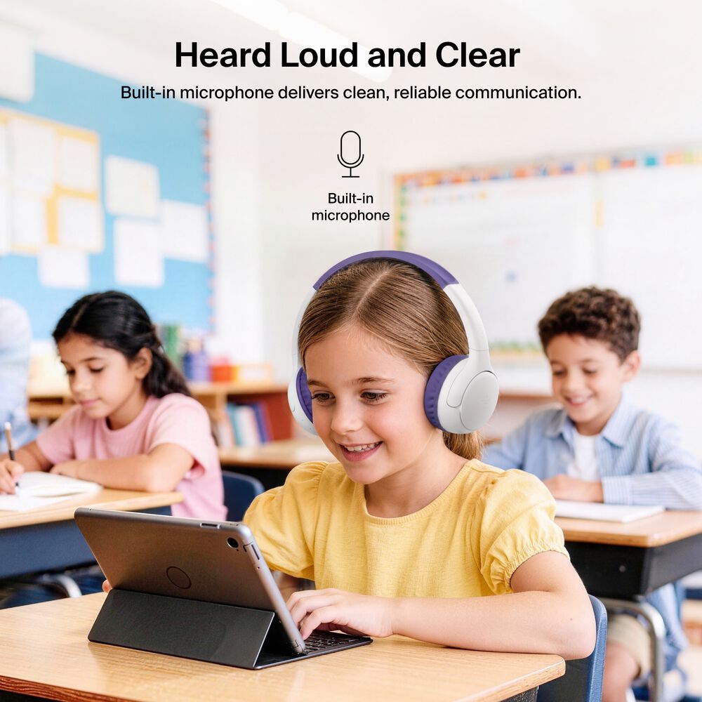 Belkin Wireless On-Ear Headphones for Kids - Purple, Without Case - Image 7