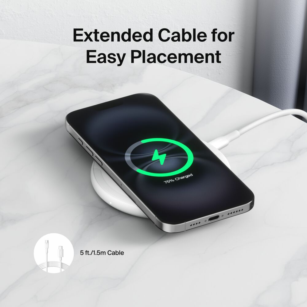 Belkin Wireless Charging Pad 15W - White, Power Supply Included, 1 Pack - Image 5