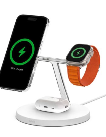 Belkin 3-in-1 Wireless Charger with Official MagSafe Charging 15W (Certified Refurbished) - White