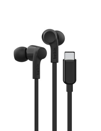 Belkin USB-C Wired Earbuds with Adjustable Volume Limiter - Black