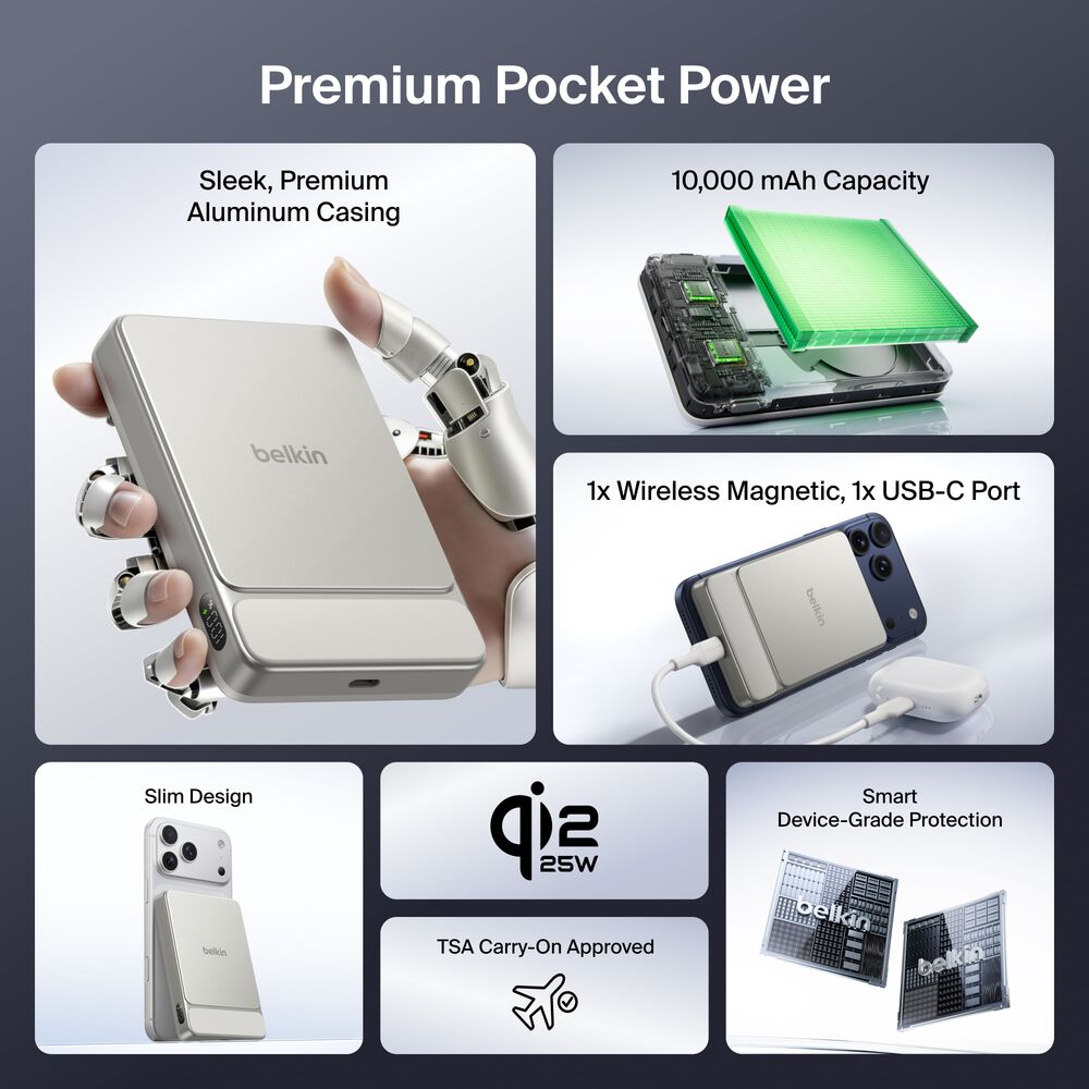 Belkin Slim Magnetic Power Bank 10K - Sand - Image 2