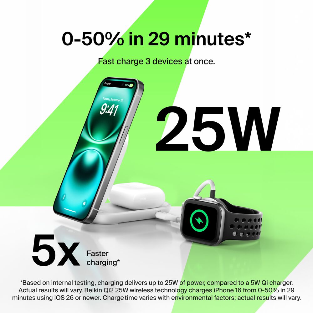 Belkin 2-in-1 Foldable Magnetic Charger with Qi2 25W - Image 2