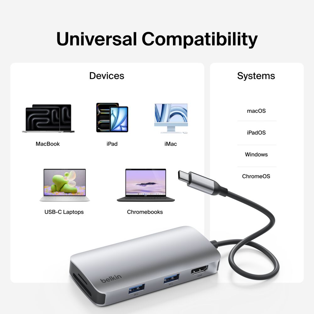 Belkin USB-C 5-in-1 Multiport Hub - 4K@60Hz, Space Gray - Image 6