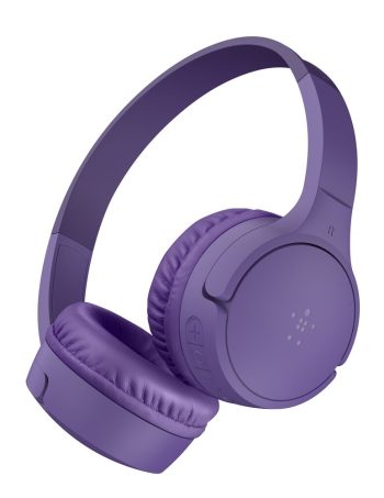 Belkin Wireless On-Ear Headphones for Kids - Purple, USB-C Cable