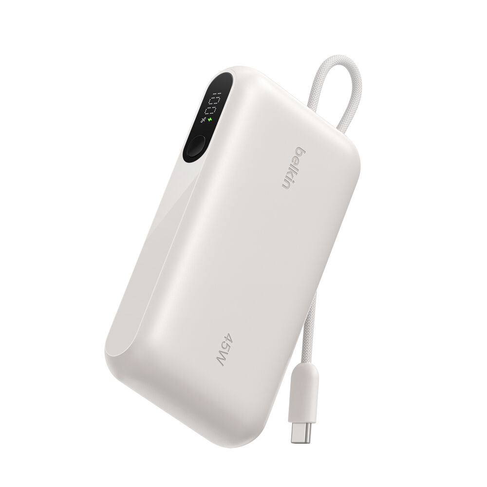 Belkin Power Bank 10K with Integrated Cable and Display - Sand, 10K, 11.5in cable - Image 2