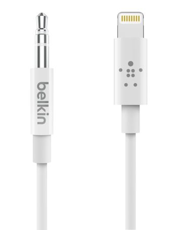 Belkin 3.5 mm Audio Cable With Lightning Connector - White, 3 ft