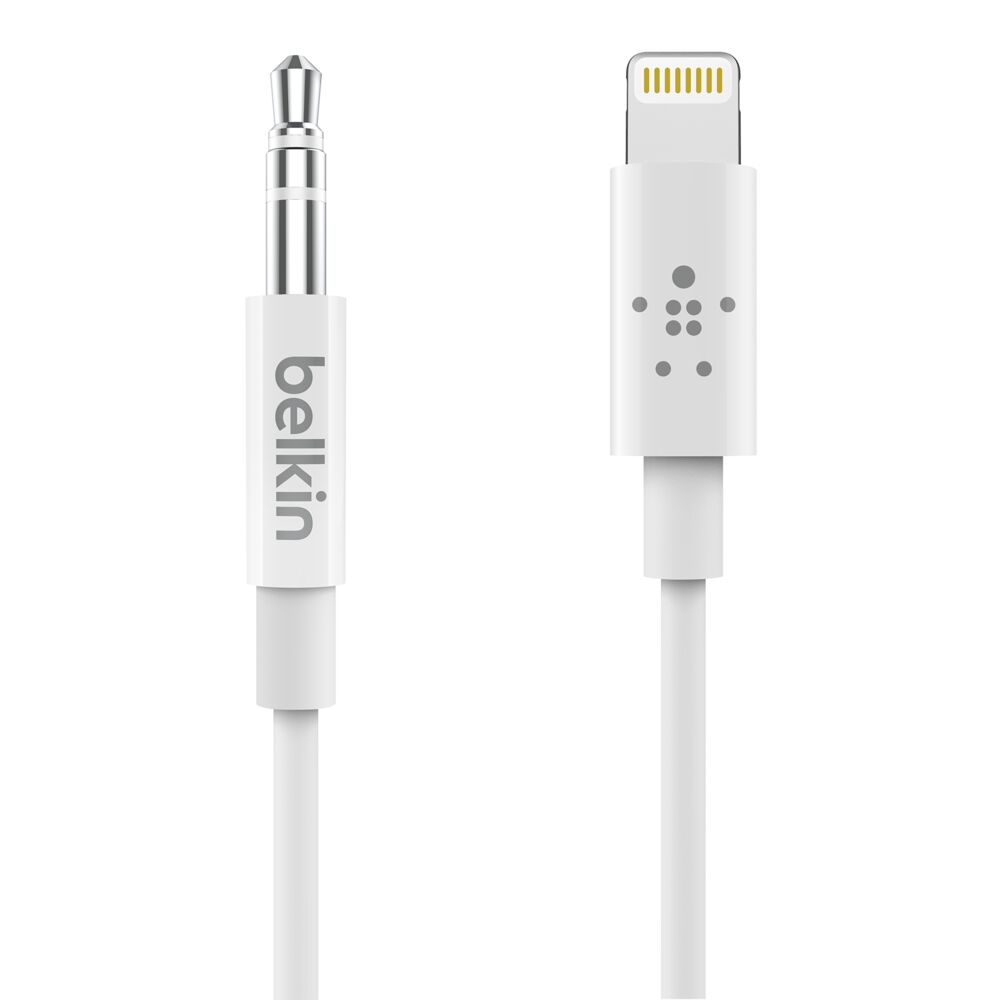 Belkin 3.5 mm Audio Cable With Lightning Connector - White, 3 ft