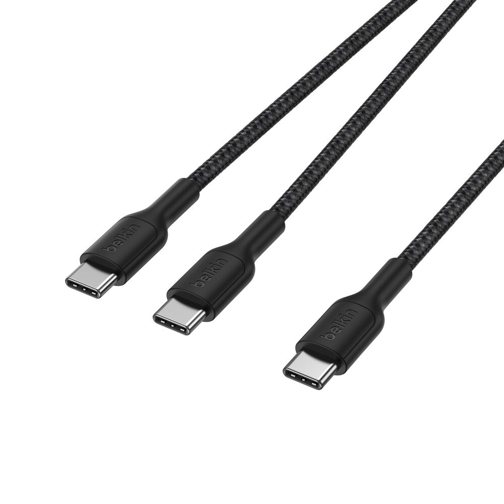 Belkin Braided USB-C to Dual USB-C Cable 140W - Black, 5 ft - Image 2