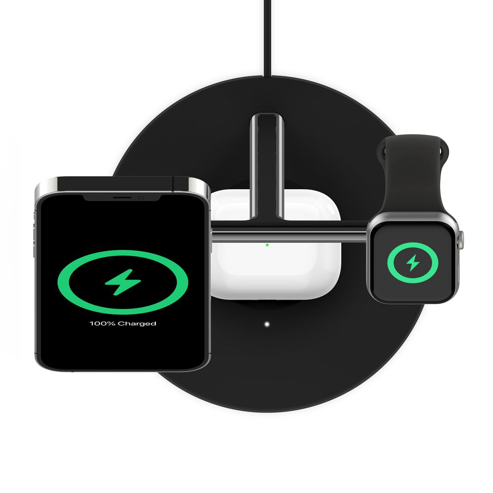 Belkin 3-in-1 Wireless Charger with MagSafe 15W (Certified Refurbished) - Black - Image 9