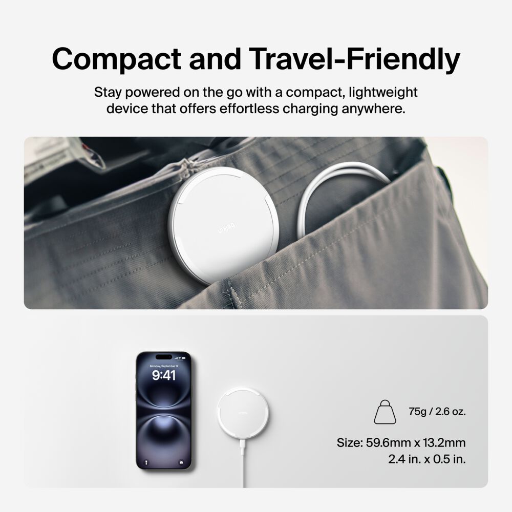 Belkin Wireless Charging Pad 15W - White, Power Supply Included, 1 Pack - Image 8