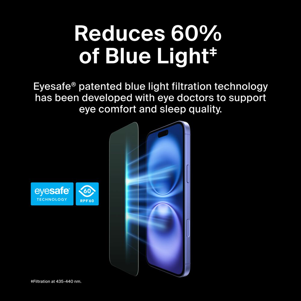 Belkin InvisiGlass Blue Light Filter Screen Protector for iPhone 16 Plus/15 Plus/14 Pro Max - iPhone 16 Plus / iPhone 15 Plus / iPhone 14 Pro Max - Image 5