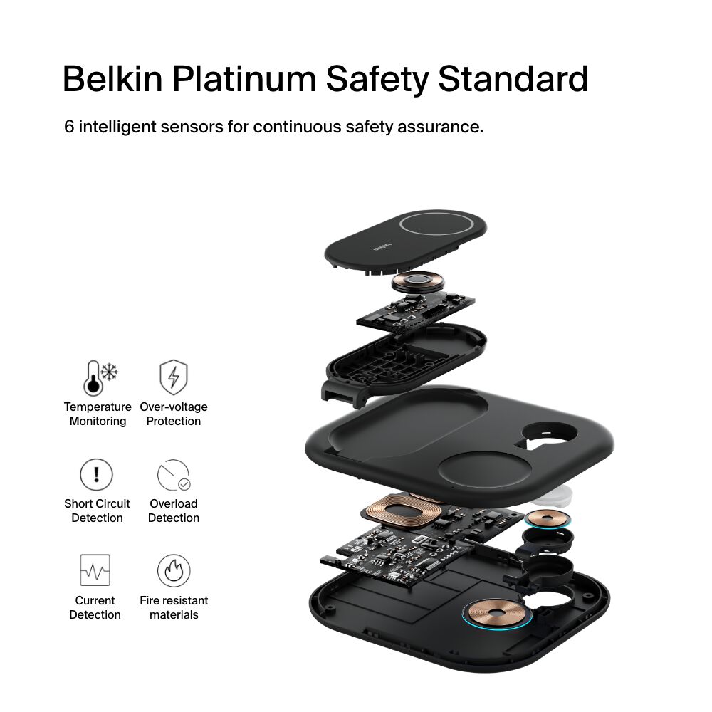 Belkin 3-in-1 Magnetic Foldable Wireless Charger with Qi2 15W - Black, tt variant - Image 6