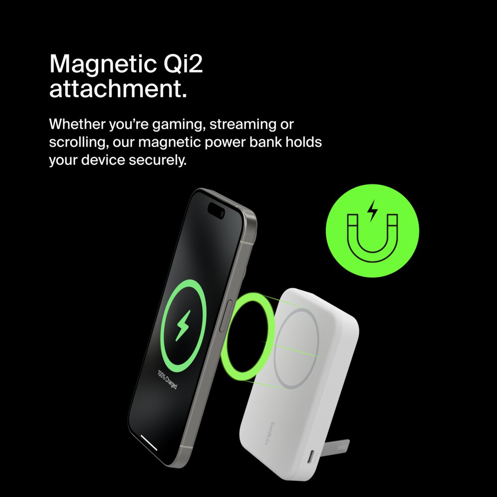 Belkin Magnetic Power Bank with Qi2 15W 8K - White - Image 5