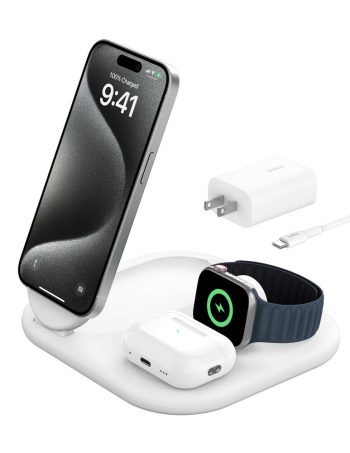 Belkin 3-in-1 Magnetic Foldable Wireless Charger with Qi2 15W - White, tt variant