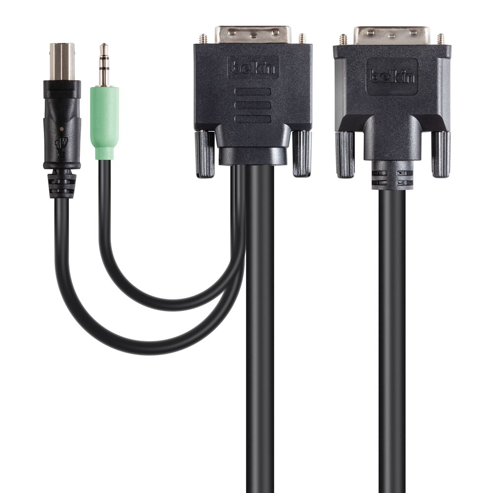 Belkin TAA 2 DVI/USB/AUD SKVM CBL, DVI-D M/M; USB A/B, 10' - Black, 10.0 feet - Image 5